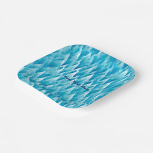 Assiettes En Carton Forêt fractale bleue