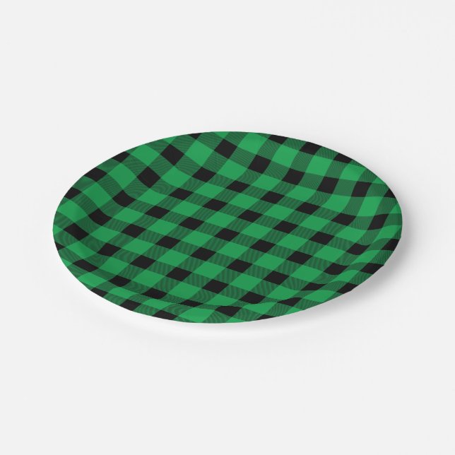 Assiettes En Carton Forêt Green Buffalo Country Lumberjack Plaid (Angle)