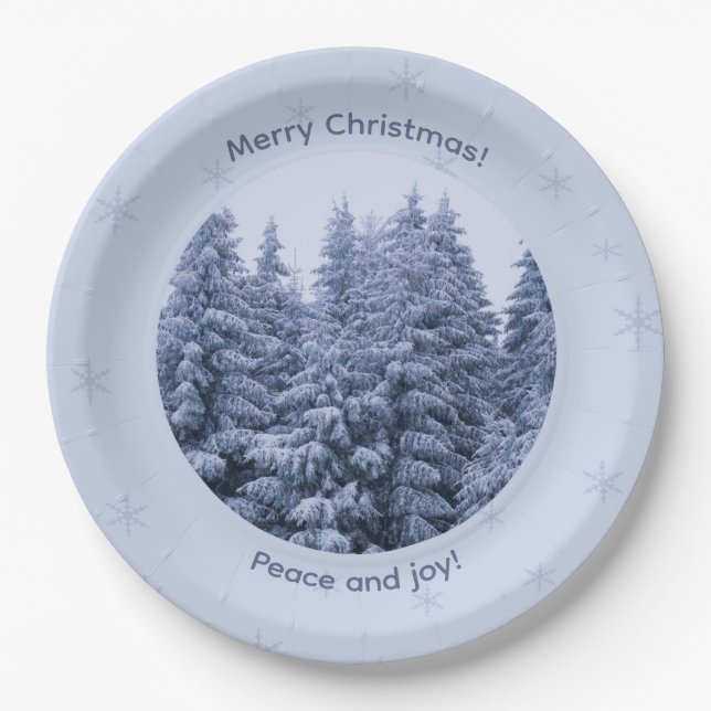 Assiettes En Carton Forêt hivernale magique - fête de noël (Devant)