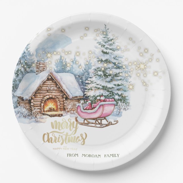 Assiettes En Carton Forêt House Sleigh (Devant)