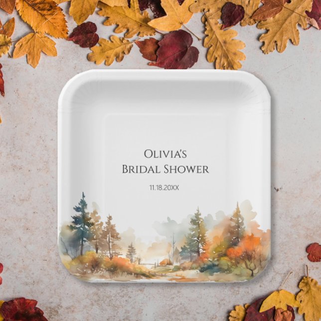 Assiettes En Carton Forêt rustique Forêt d'automne Forêt nuptiale (Créateur téléchargé)