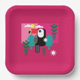 Assiettes En Carton Forêt tropicale tropicale Toucan