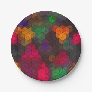 Assiettes En Carton formes hexagones géométriques modernes Abstraites 