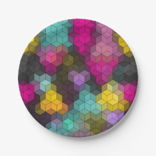 Assiettes En Carton formes hexagones géométriques modernes Abstraites 