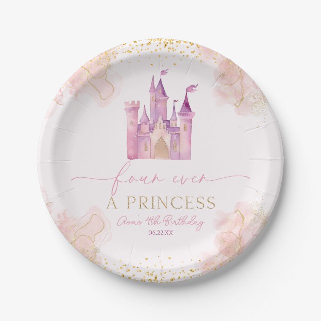 Assiettes En Carton Four Ever A Princess Castle 4e fête d'anniversaire (Devant)