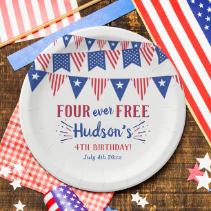 Assiettes En Carton Four Ever Free ! 4 juillet Anniversaire 4 ans