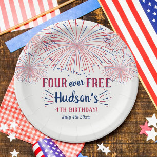 Assiettes En Carton Four Ever Free ! Fête du 4 juillet Anniversaire de