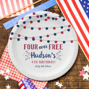 Assiettes En Carton Four Ever Free ! Fête du 4 juillet Anniversaire de