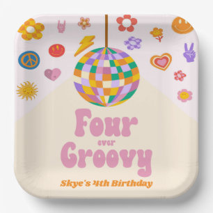 Assiettes En Carton Four Ever Super Disco Ball 4ème anniversaire