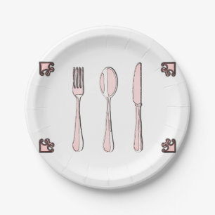 Assiettes En Carton Fourche, cuillère et couteau
