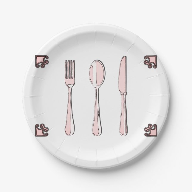 Assiettes En Carton Fourche, cuillère et couteau (Devant)