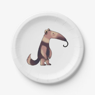 Assiettes En Carton fourmilier mignon de bande dessinée