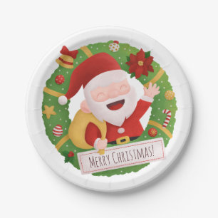 Assiettes En Carton Fournitures de fête Couronne de Noël Jolly Cute Pè