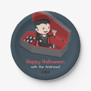 Assiettes En Carton Fournitures de fête d'Halloween pour garçon vampir