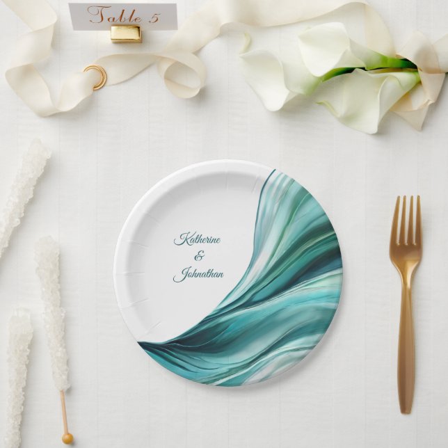 Assiettes En Carton Fournitures de fête moderne-Emerald Green- (Mariage)