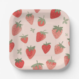 Assiettes En Carton Fournitures de fête Patch de fraises