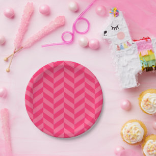 Assiettes En Carton Fournitures de parties jetables Pink Chevron tenda