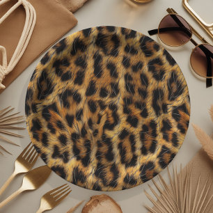 Assiettes En Carton Fournitures Empreinte de léopard Safari Party ID11