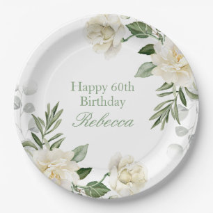 Assiettes En Carton Fournitures florales pastel pour 60e anniversaire