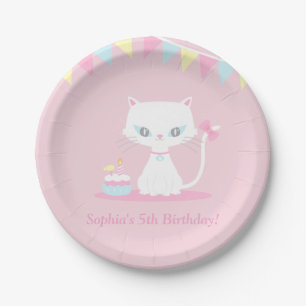 Assiettes En Carton Fournitures pour fête d'anniversaire de chaton bla