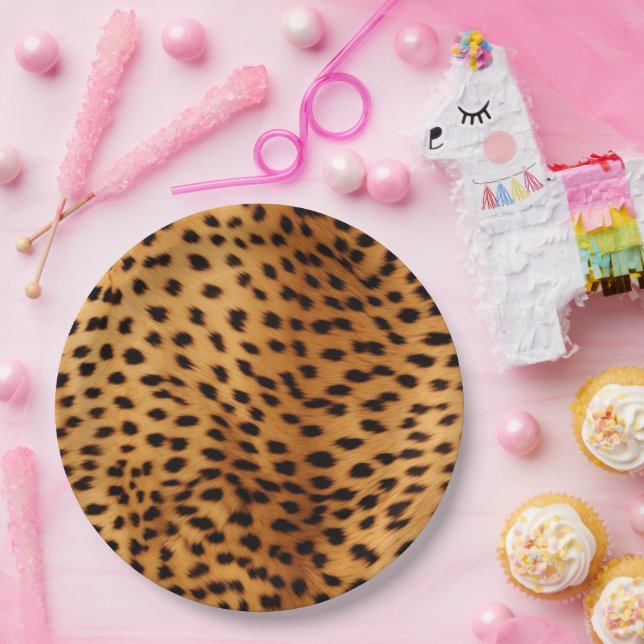 Assiettes En Carton Fourrure animale Cheetah (Fête)