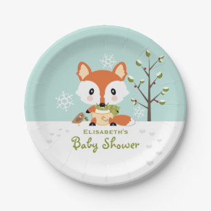 Assiettes En Carton Fox d'hiver dans le baby shower de