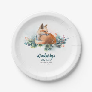 Assiettes En Carton Fox Winter Woodland Baby shower