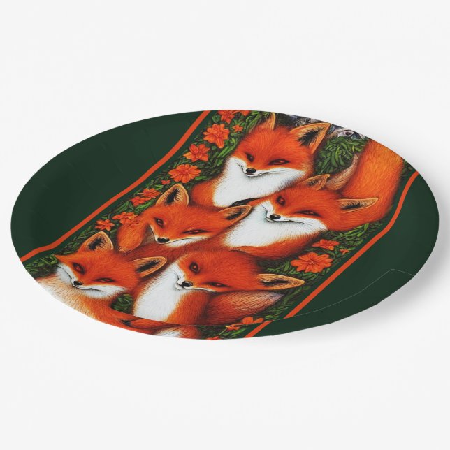 Assiettes En Carton Foxy Fun Green (Angle)