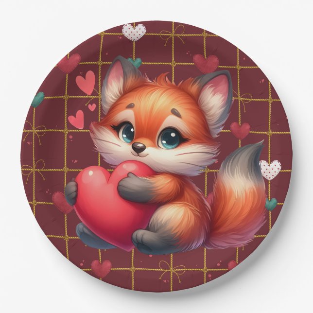 Assiettes En Carton Foxy Valentine (Devant)