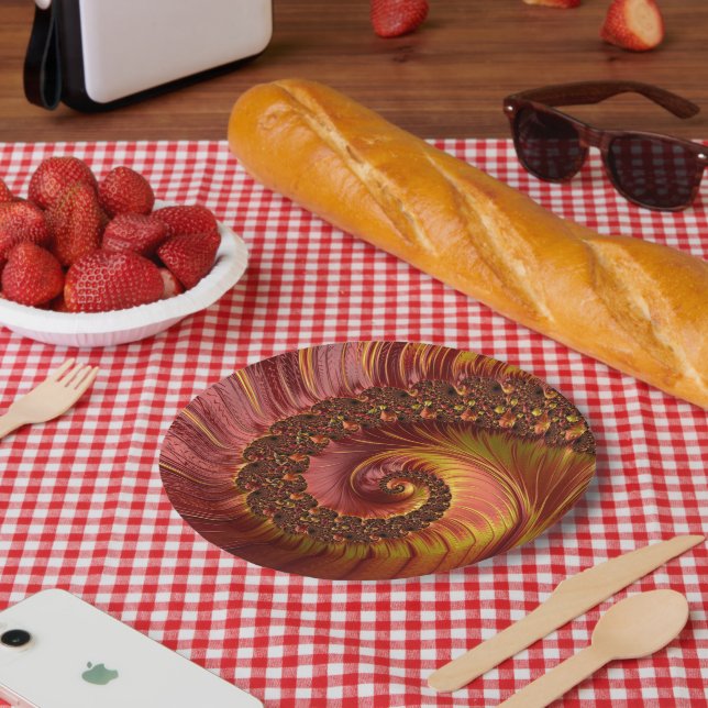 Assiettes En Carton Fractale Abstraite de la spirale (Pique-nique)