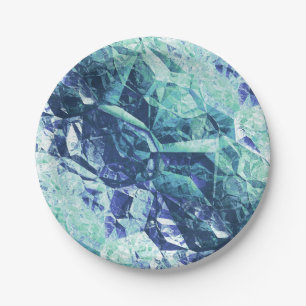 Assiettes En Carton fragments de souvenirs, en cobalt et menthe