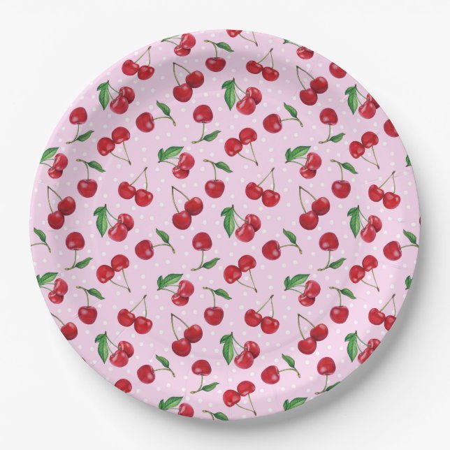 Assiettes En Carton Fraîches Cerises Douces (Devant)