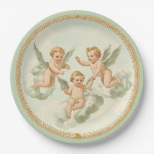 Assiettes En Carton Fraîcheur Rococo Cherub Cloud Party Plaque