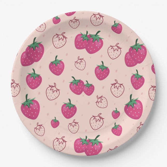 Assiettes En Carton Fraise (Devant)