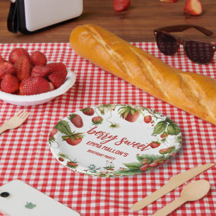 Assiettes En Carton fraise 1er anniversaire Berry 1er