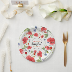 Assiettes En Carton Fraise 1er anniversaire Berry First