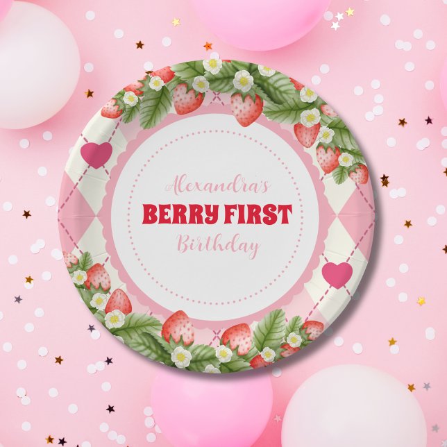 Assiettes En Carton Fraise 1er Anniversaire Fête Berry 1er (Créateur téléchargé)
