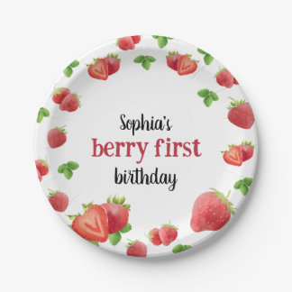 Assiettes En Carton Fraise 1er anniversaire fête Berry Sweet