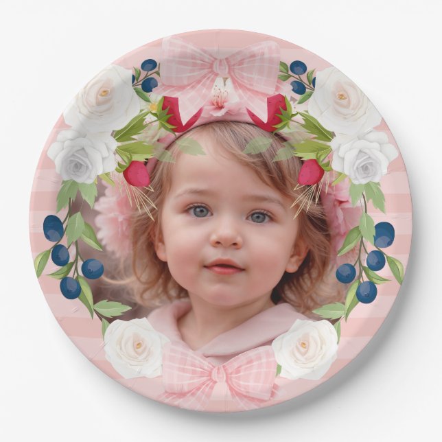 Assiettes En Carton Fraise 1er Berry Sweet Birthday Photo (Devant)