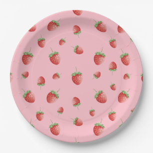 Assiettes En Carton Fraise Anniversaire rose