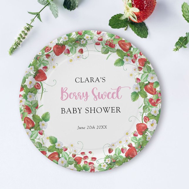 Assiettes En Carton Fraise Baby shower Berry Sweet (Créateur téléchargé)