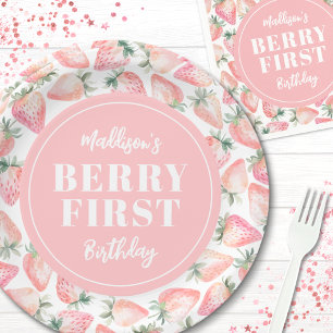 Assiettes En Carton Fraise Berry 1ère fête d'anniversaire