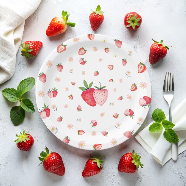 Assiettes En Carton Fraise Berry Anniversaire (Créateur téléchargé)