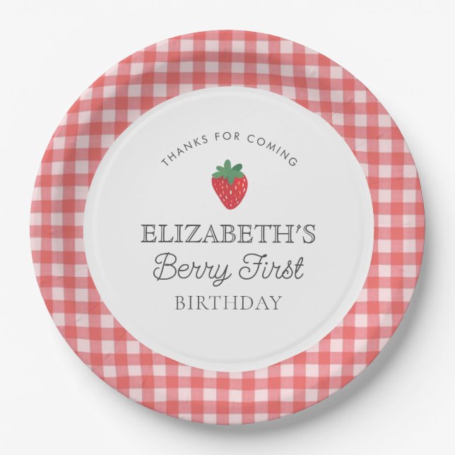 Assiettes En Carton Fraise Berry Premier pique-nique Anniversaire (Devant)