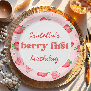 Assiettes En Carton Fraise Berry Première fête d'anniversaire