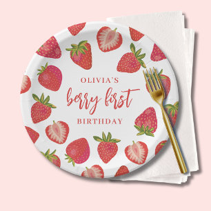 Assiettes En Carton Fraise Berry Premières filles Anniversaire personn