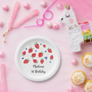 Assiettes En Carton Fraise bleuet Berry Sweet Anniversaire