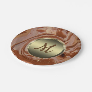 Assiettes En Carton Fraisé chocolat cacao tourbillon dessert brun