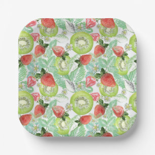 Assiettes En Carton Fraise et kiwi.