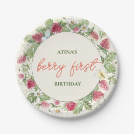 Assiettes En Carton Fraise Floral Fille Berry Premier anniversaire
